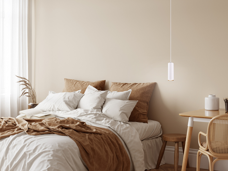 LED Pendelleuchte 1-flammig Metall in Weiß matt, Ø 12cm