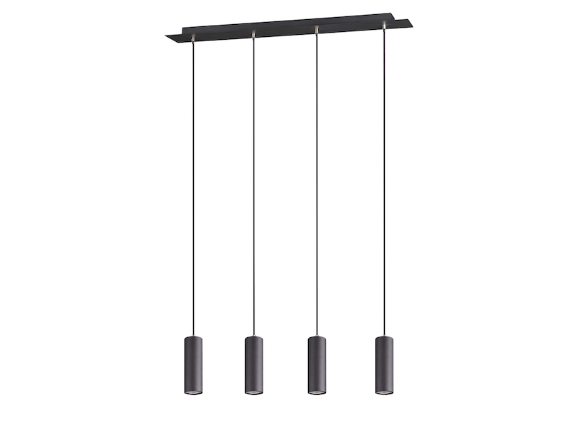 Pendelleuchte 4-flammig aus Metall Schwarz, Breite 75cm inkl. GU10 LED
