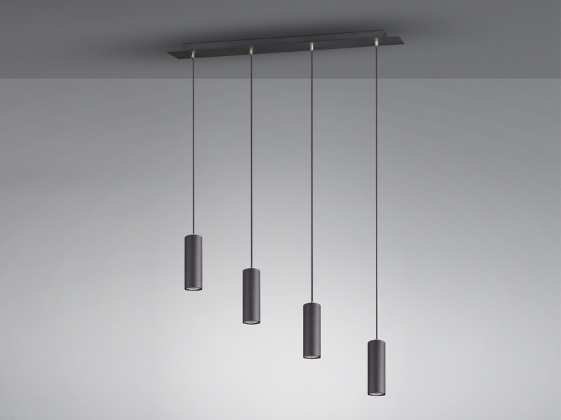 Elegante Pendellampe aus schwarz mattem Metall mit 4 dimmbaren LEDs