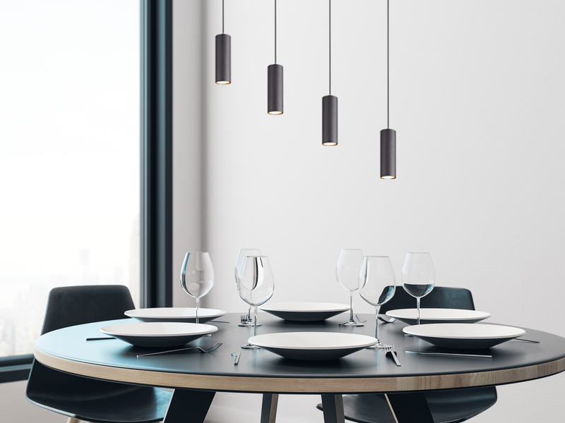 Pendelleuchte 4-flammig aus Metall Schwarz, Breite 75cm inkl. GU10 LED