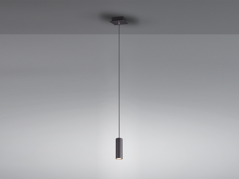 LED Pendelleuchte 1-flammig Metall in Schwarz matt, Ø 12cm