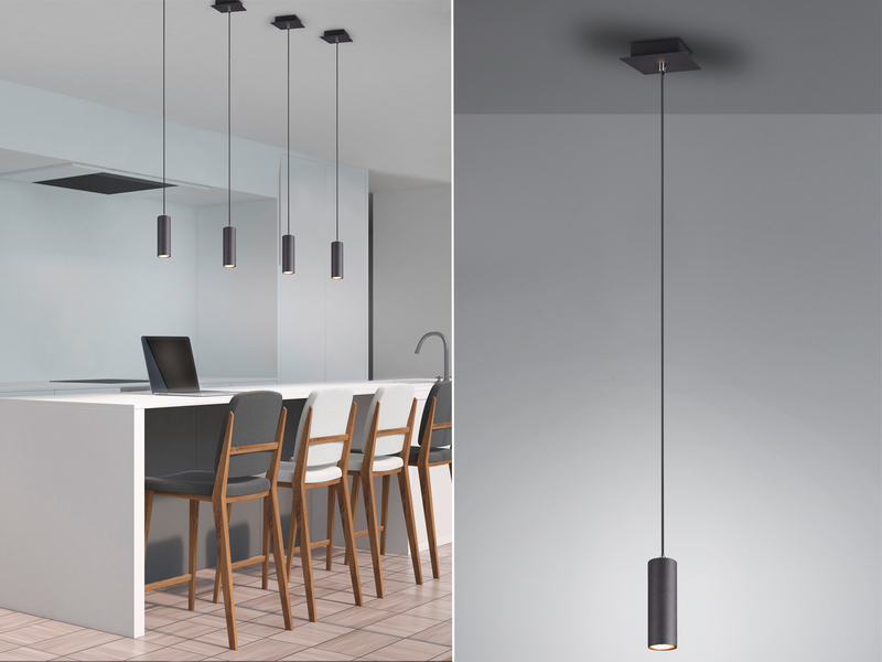Kleine Pendelleuchte 1-flammig Metall Schwarz Ø 6cm inkl. GU10 LED