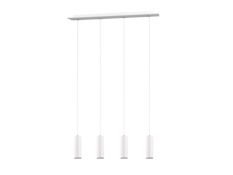 Pendelleuchte 4-flammig aus Metall Weiß, Breite 75cm inkl. GU10 LED