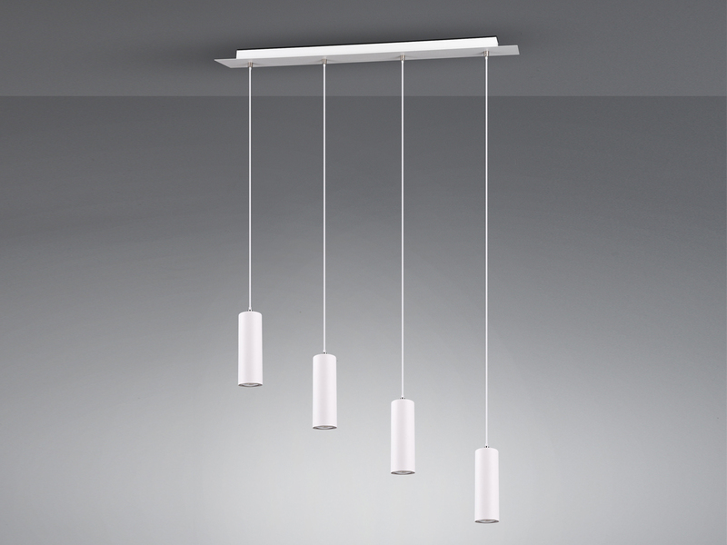 Pendelleuchte 4-flammig aus Metall Weiß, Breite 75cm inkl. GU10 LED