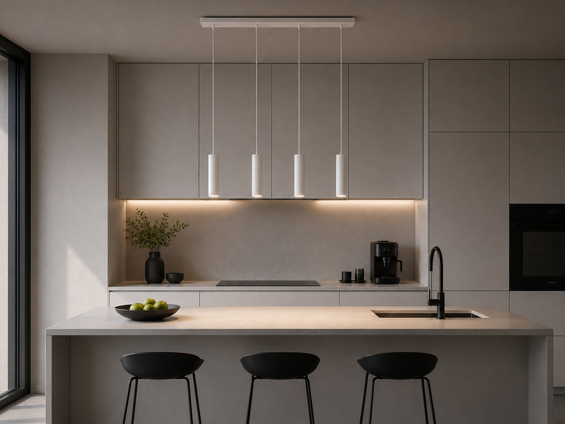 Pendelleuchte 4-flammig aus Metall Weiß, Breite 75cm inkl. GU10 LED