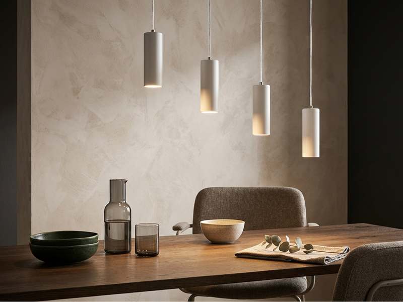 Pendelleuchte 4-flammig aus Metall Weiß, Breite 75cm inkl. GU10 LED