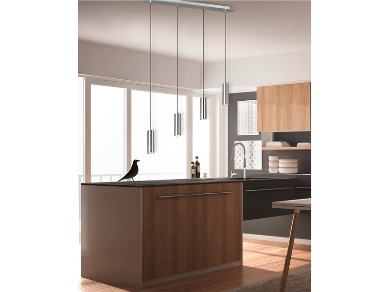 LED Pendelleuchte 4-flammig Metall Silber, Breite 75cm