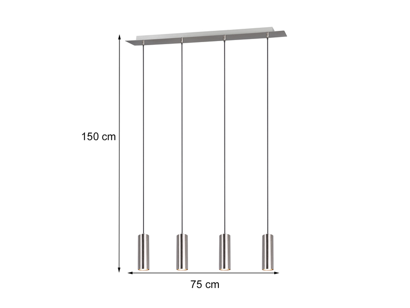 Spot Balkenpendel aus Silber mattem Metall mit 4 dimmbaren LEDs