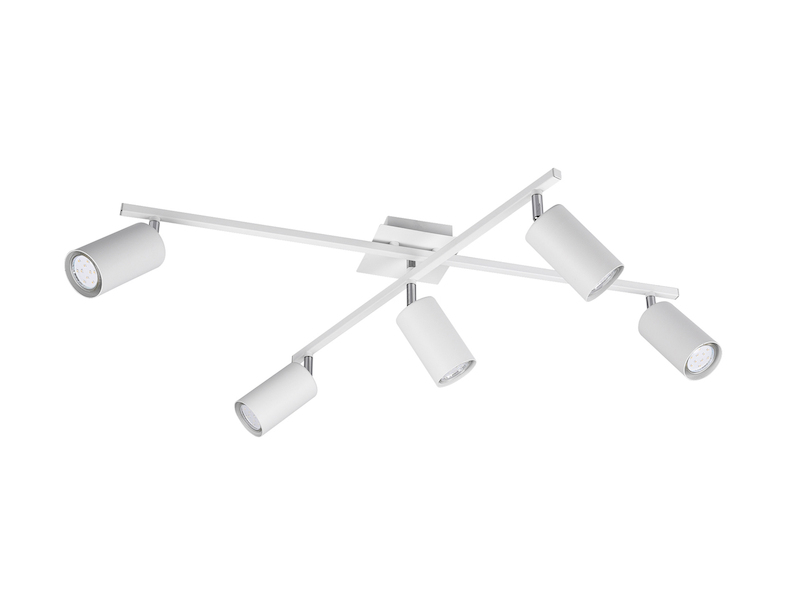 LED Deckenstrahler Weiß 5-flammig, verstellbare Spots, Breite 77,5cm