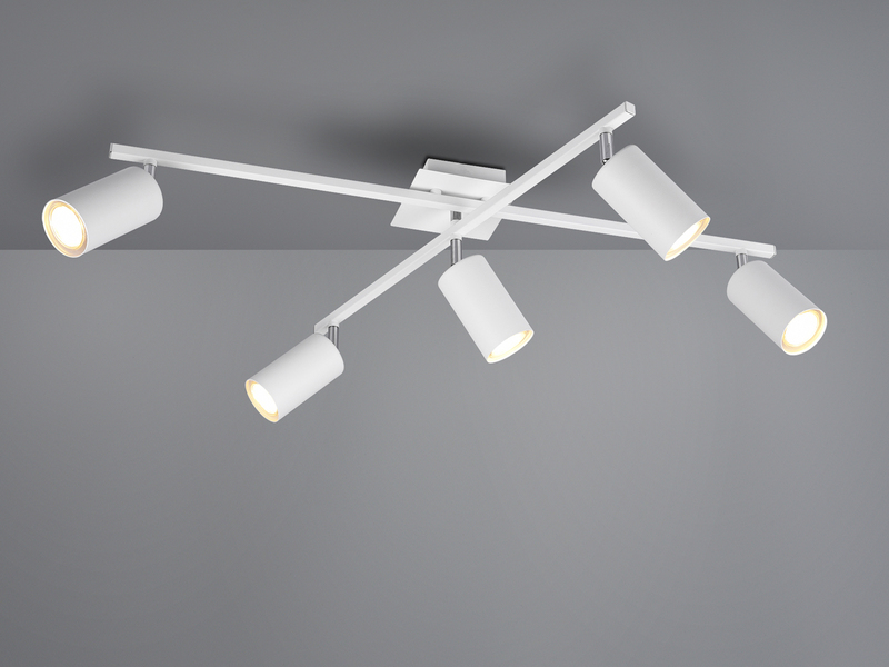 LED Deckenstrahler Weiß 5-flammig, verstellbare Spots, Breite 77,5cm