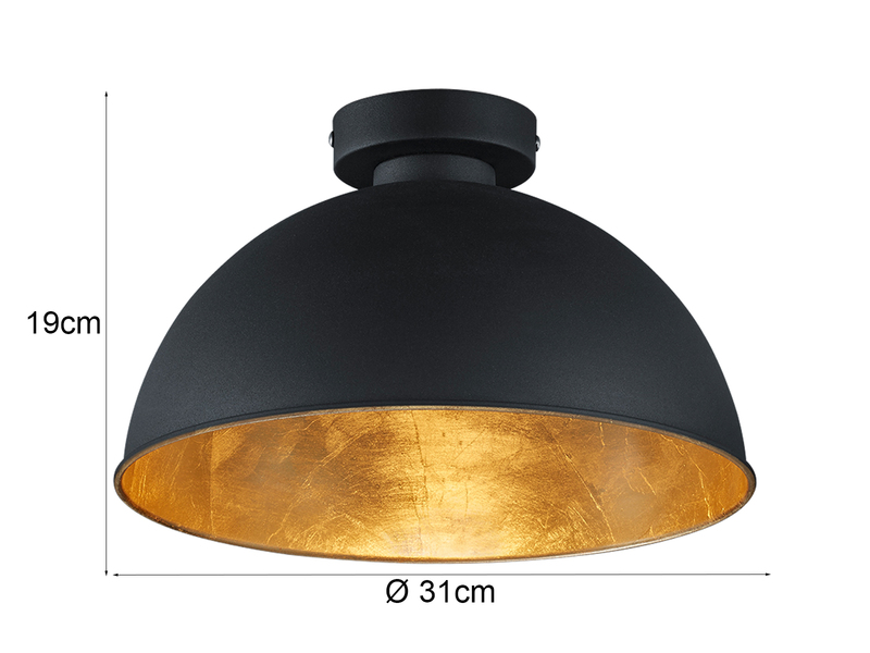Deckenleuchte JIMMY mit Metall Lampenschirm Schwarz & Gold, Ø 31cm