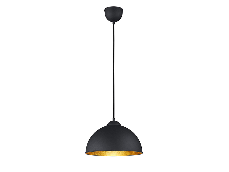 LED Pendelleuchte mit Metall Lampenschirm Schwarz innen Gold Ø31cm