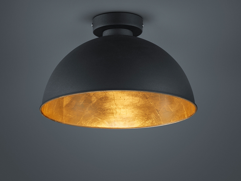 LED Deckenlampe mit Metall Lampenschirm in Schwarz & Gold, Ø31cm