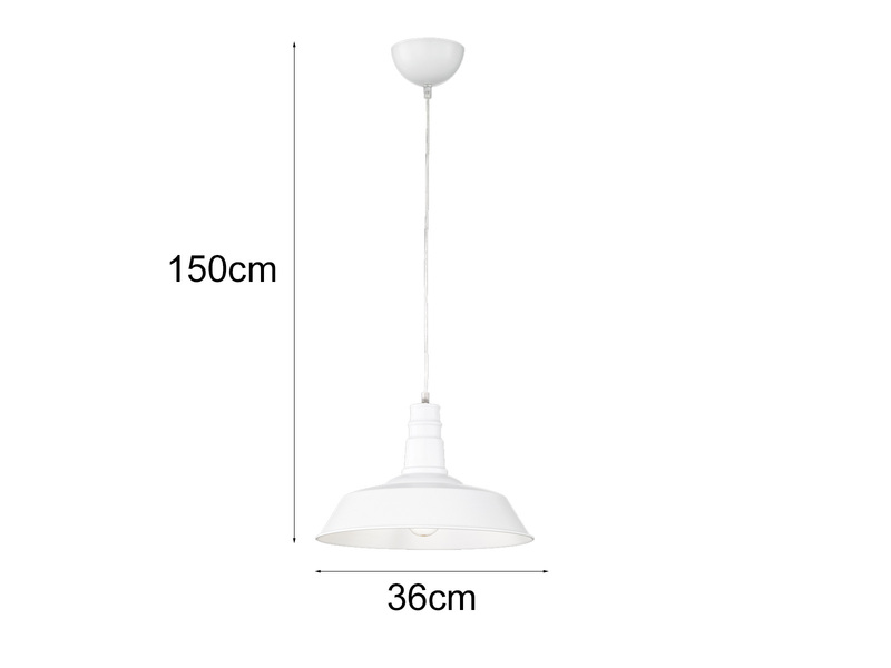 Retro LED Pendelleuchte Lampenschirm Metall Weiß Ø 36cm