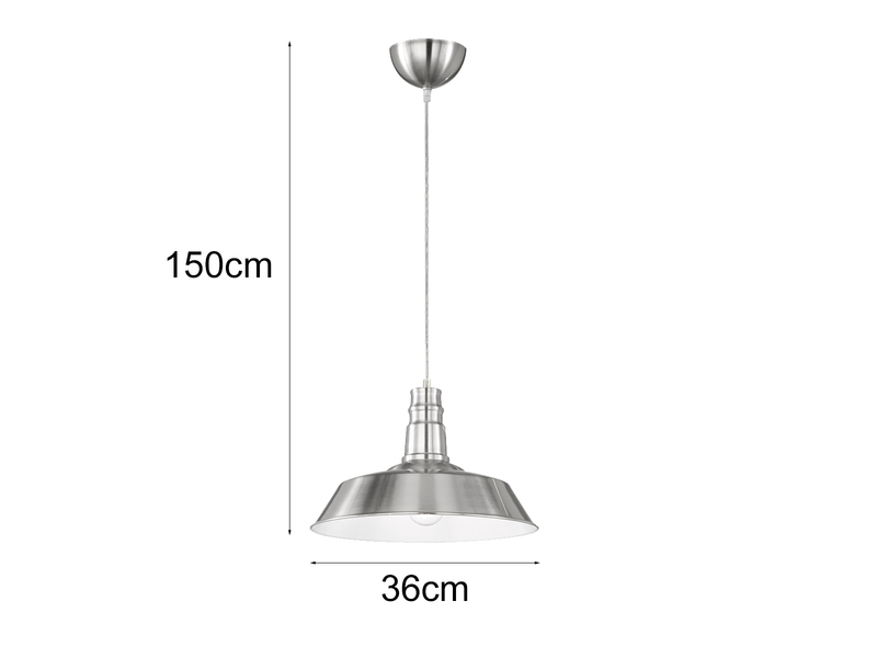 Retro LED Pendelleuchte Lampenschirm Metall Silber Ø 36cm