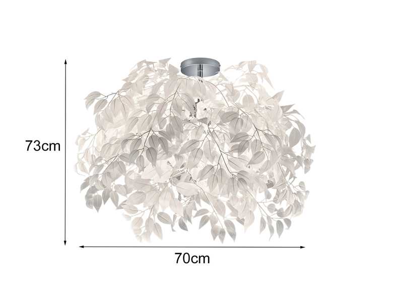 Große Deckenleuchte LEAVY mit Blätter Lampenschirm in Weiß Ø 70cm
