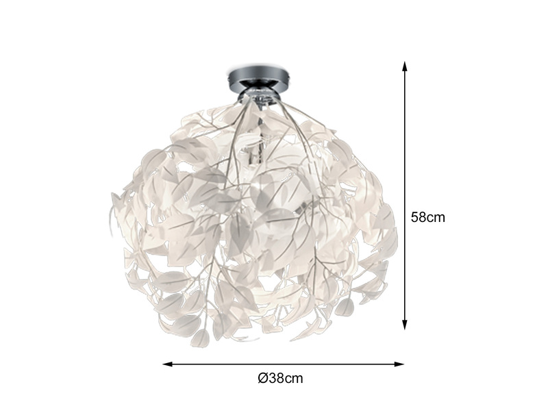 Deckenleuchte LEAVY mit Blätter Lampenschirm in Weiß Ø 38cm