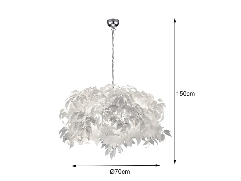 Große Pendelleuchte LEAVY mit Blätter Lampenschirm in Weiß Ø 70cm