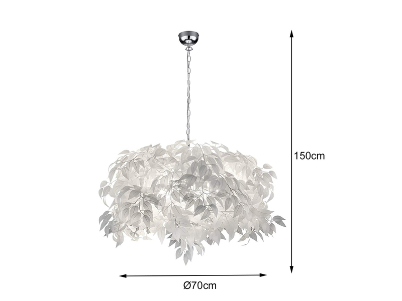 Pendelleuchte LEAVY Blätter Lampenschirm in Weiß Ø70cm