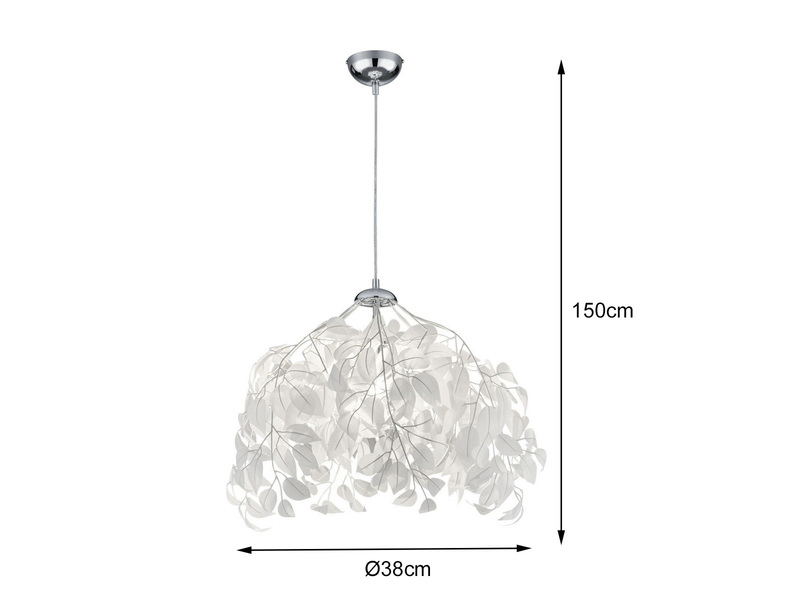 Pendelleuchte LEAVY mit Blätter Lampenschirm in Weiß Ø 38cm