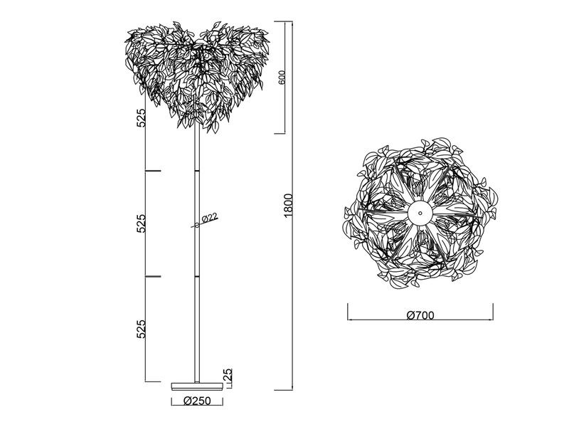 Große Stehleuchte LEAVY mit Blätter Lampenschirm Weiß, Höhe 180cm