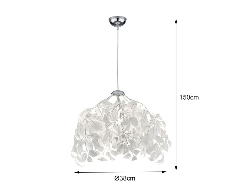 LED Pendelleuchte einflammig Blätter Lampenschirm in Weiß Ø38cm