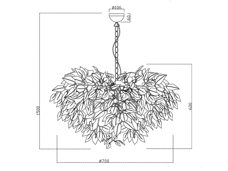 Große LED Pendelleuchte mit Blätter Lampenschirm in Weiß Ø 70cm