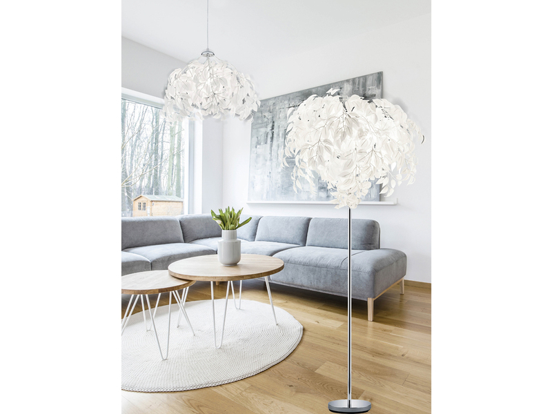Steh Lampe Blätter Design Beleuchtung Wohnzimmer Fuß Schalter Stand Leuchte weiß 