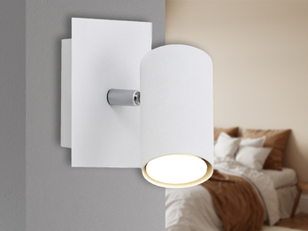 Wandstrahler Metall Weiß, Spot schwenkbar mit GU10 LED, Höhe 12cm