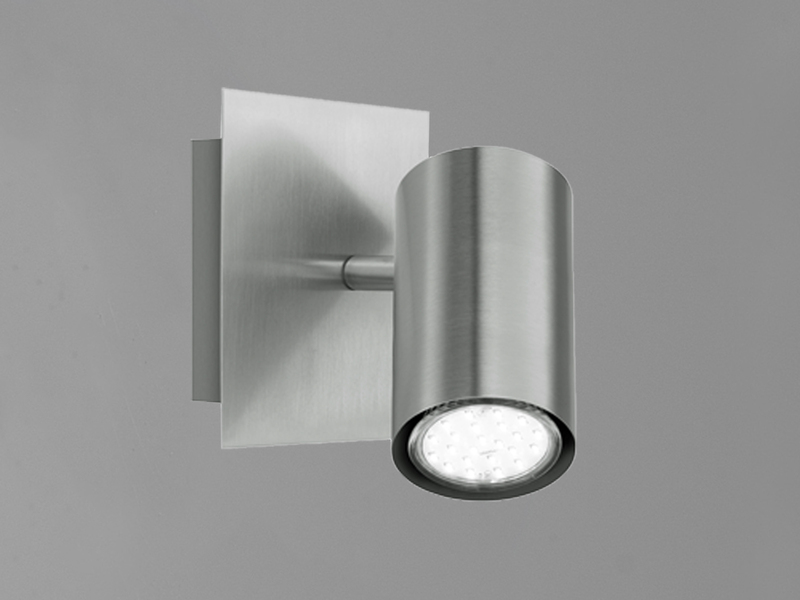 Wandstrahler Metall Silber, Spot schwenkbar mit GU10 LED, Höhe 12cm