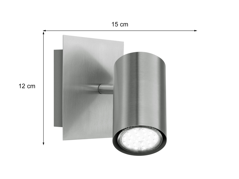 Wandstrahler Metall Silber, Spot schwenkbar mit GU10 LED, Höhe 12cm