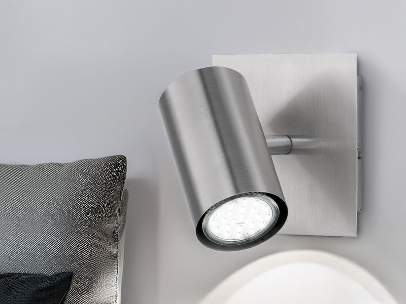 LED Wandstrahler Silber matt mit schwenkbarem Spot, Breite 12cm