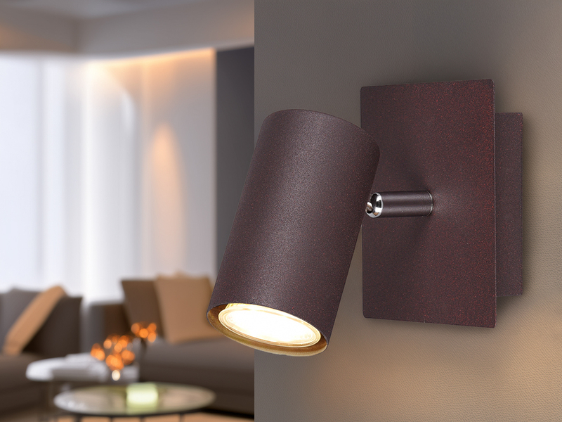 LED Wandstrahler Metall Rost mit schwenkbarem Spot, Breite 12cm