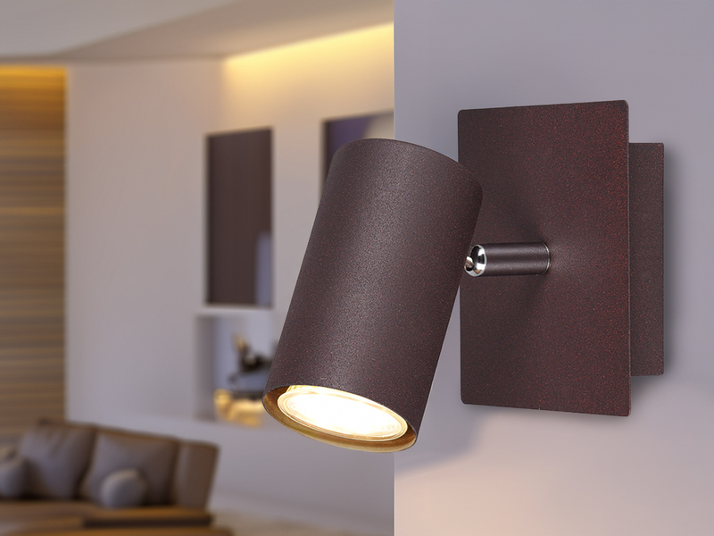 LED Wandstrahler Metall Rost mit schwenkbarem Spot, Breite 12cm