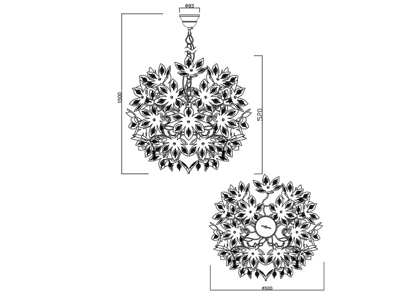Elegante LED Pendelleuchte im floral Design mit Acryl Blüten & Steinen Ø50cm