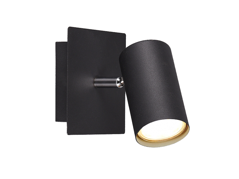 Dimmbare LED Wandleuchte aus schwarz mattem Metall mit schwenkbarem Spot