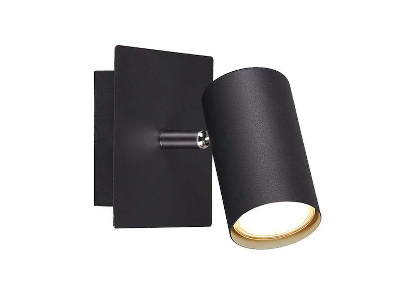 LED Wandstrahler Metall Schwarz mit schwenkbarem Spot, Breite 12cm