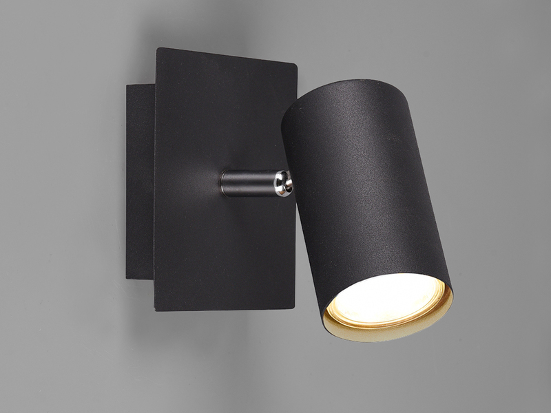 Dimmbare LED Wandleuchte aus schwarz mattem Metall mit schwenkbarem Spot