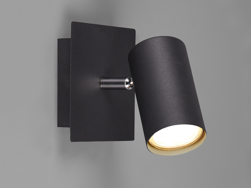 LED Wandstrahler Metall Schwarz mit schwenkbarem Spot, Breite 12cm