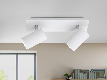 Deckenstrahler Weiß 2-flammig mit GU10 LED, Breite 30cm Deckenstrahler Weiß 2-flammig mit GU10 LED, Breite 30cm