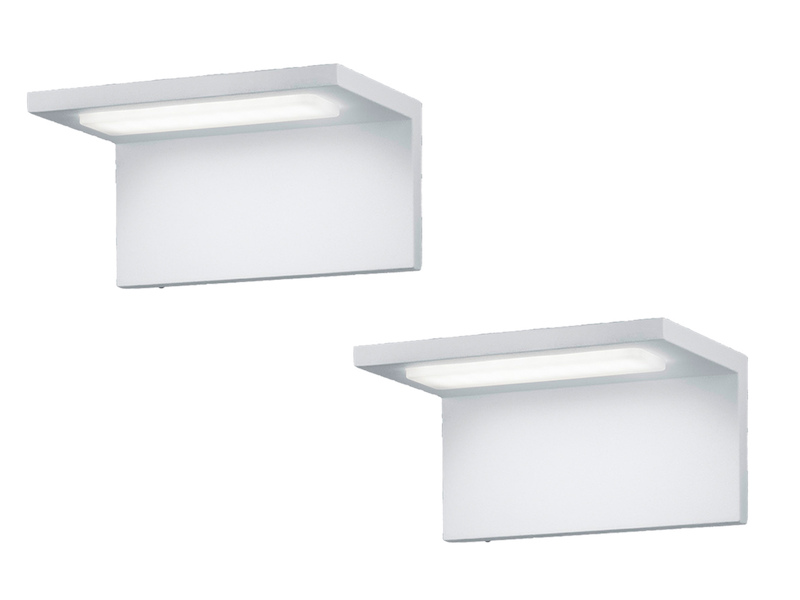 2er SET Moderne LED Außenwandlampen in Weiß IP54, Breite 17cm