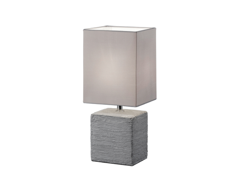 LED Tischleuchte mit Keramik & Stoff Lampenschirm Grau, Höhe 29cm