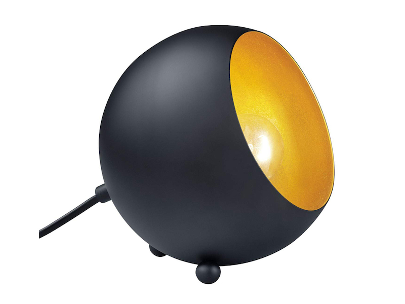 Kleine Tischlampe BILLY rund aus Metall in Schwarz & Gold, Höhe 16cm