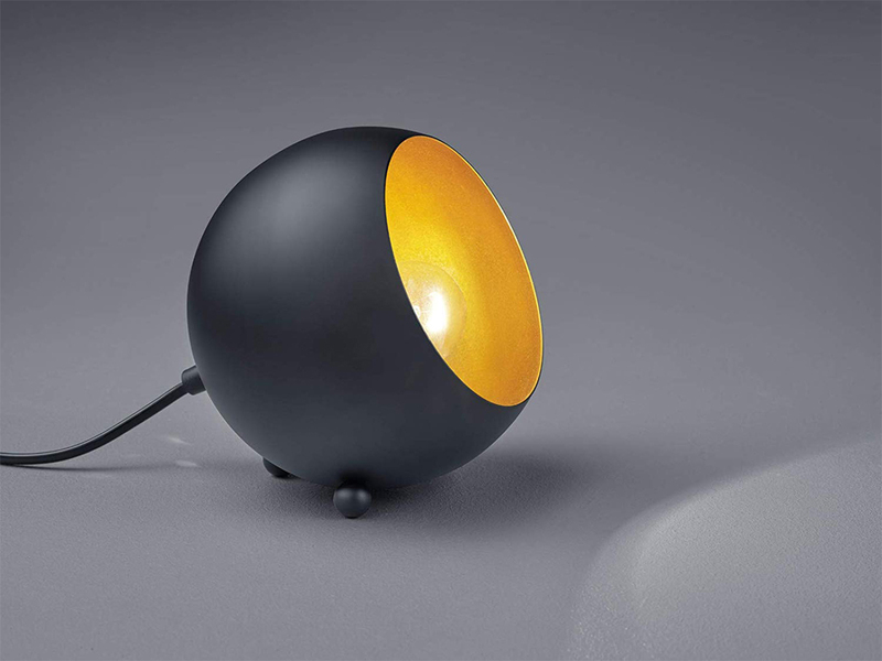 Kleine Tischlampe BILLY rund aus Metall in Schwarz & Gold, Höhe 16cm