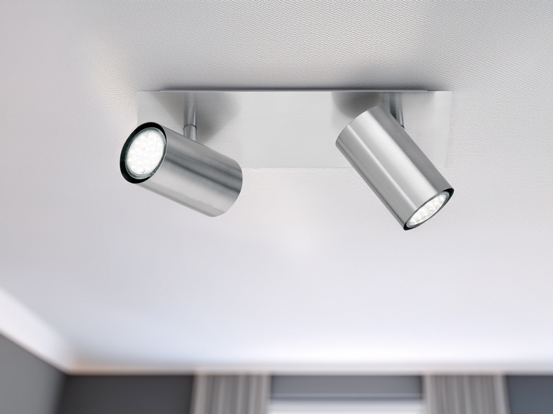 LED Deckenstrahler Silber 2-flammig, Breite 30cm