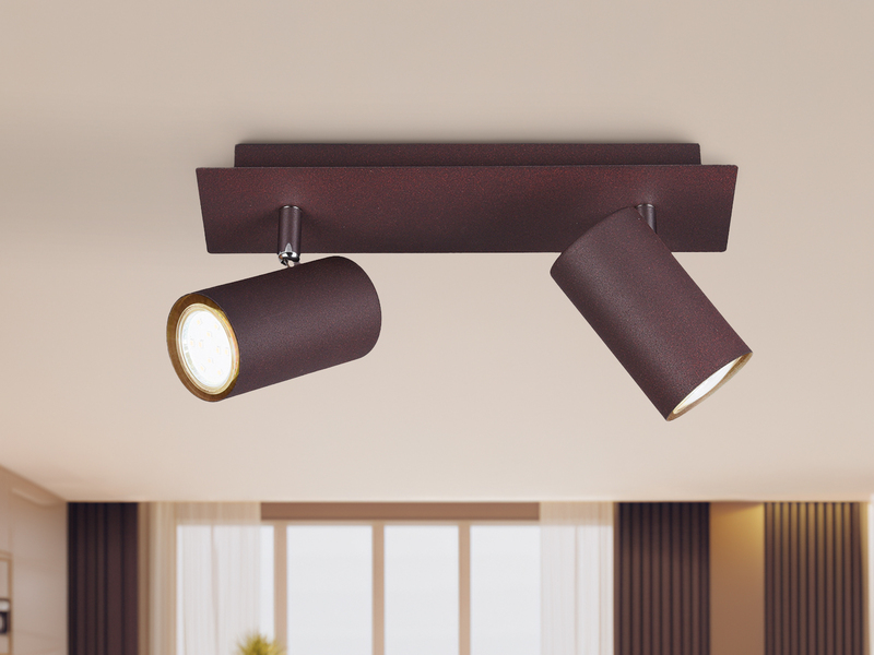 LED Deckenstrahler Rostfarben 2-flammig, Breite 30cm