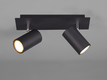 LED Deckenstrahler Metall Schwarz 2-flammig, Breite 30cm