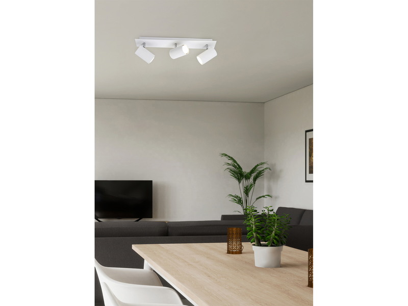 Deckenstrahler Weiß 3-flammig mit GU10 LED, Breite 48cm