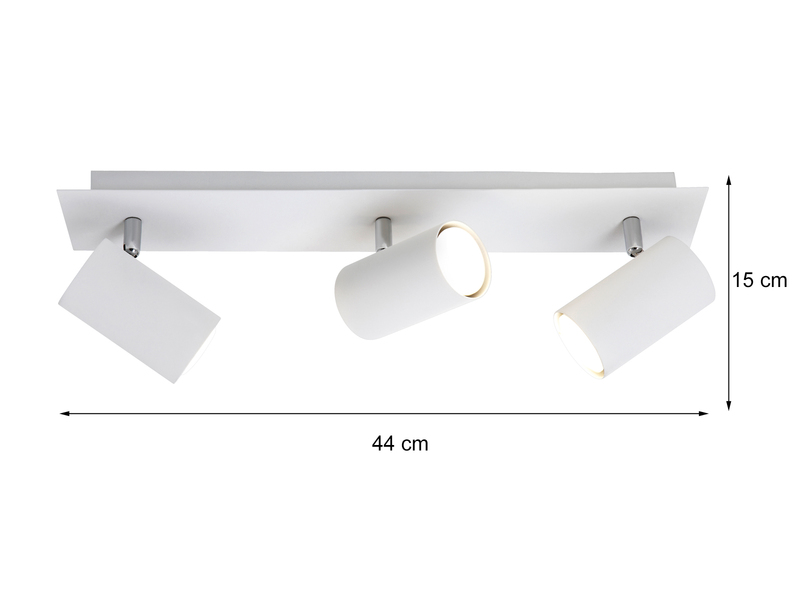 Deckenstrahler Weiß 3-flammig mit GU10 LED, Breite 48cm