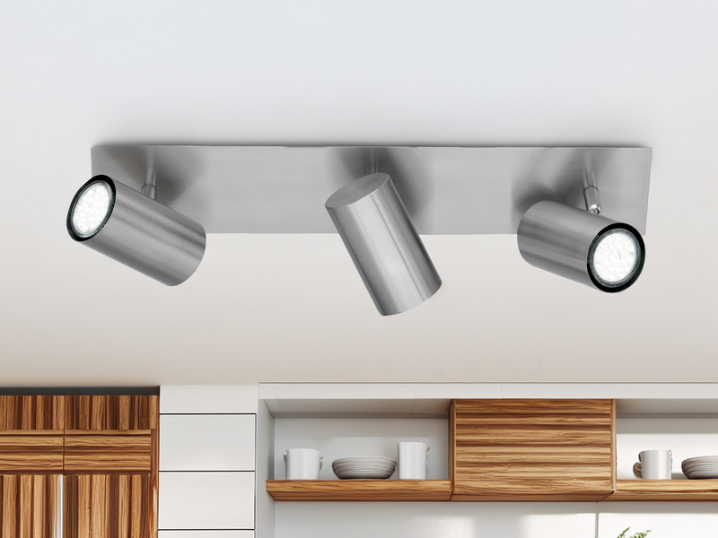 LED Deckenstrahler Silber 3-flammig, Breite 48cm